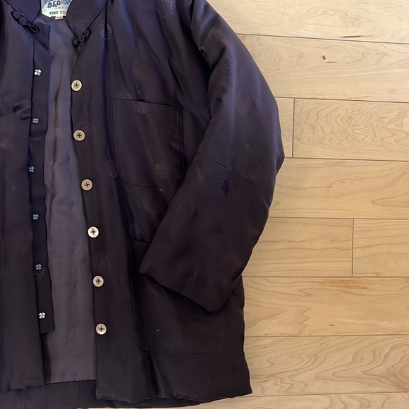 VTG Double Horse Silk Asian Jacket Boys size 24 1/2  Color dark brown. - Picture 3 of 6